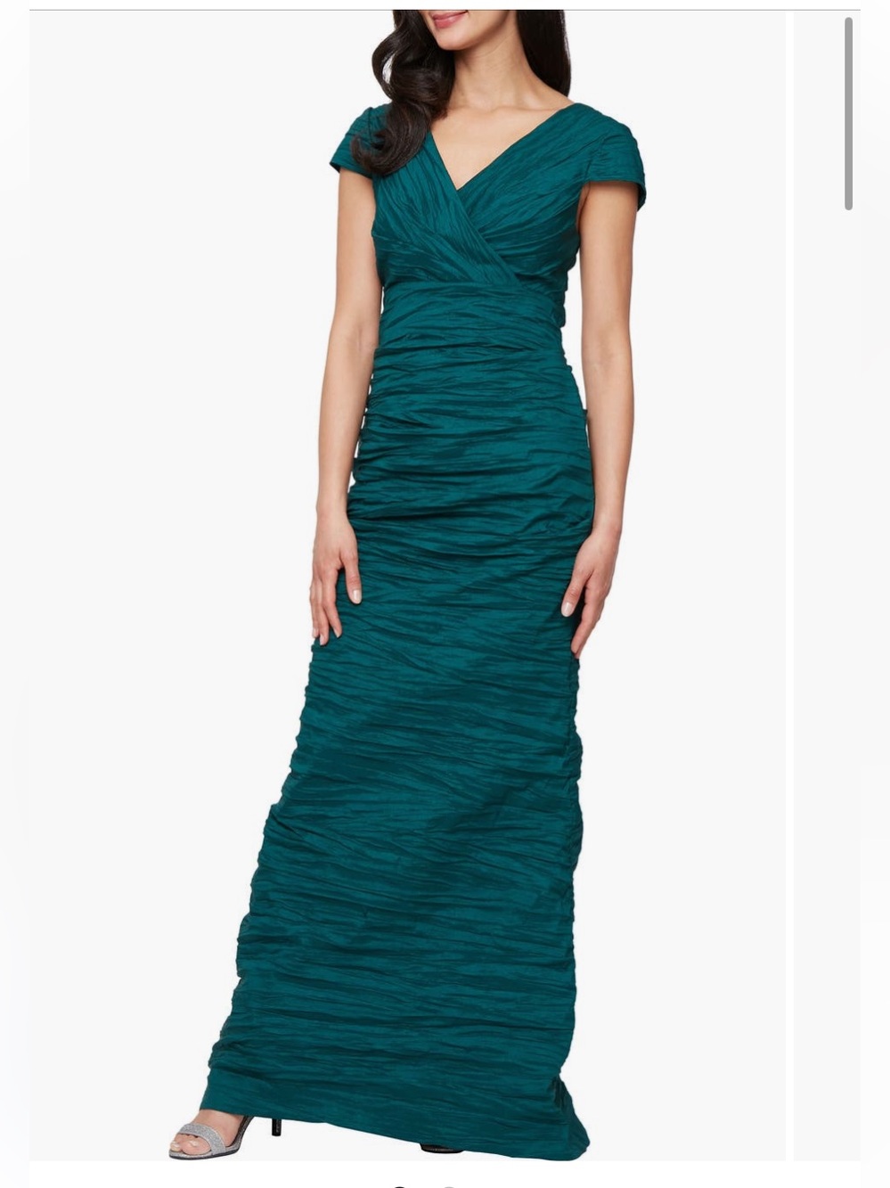 Alex Evenings Women's Crinkle Stretch Taffeta Mermaid Gown Green size 8 NWT - Picture 10 of 10